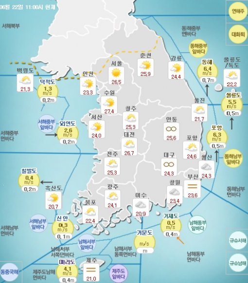 오늘 하지, 사진=기상청 홈페이지