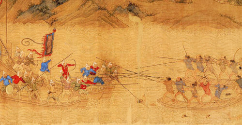 왜구의 침략을 그린 16세기 명나라 그림. 왜구는 한반도와 중국 해안에 출몰해 약탈을 일삼았고, 조선은 급기야 대마도 정벌을 단행했다. 알마 제공