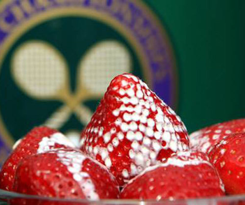 윔블던 테니스 대회에서 가장 인기 있는 음식인 흰 크림을 얹은 딸기. 포커스스포츠넷 홈페이지