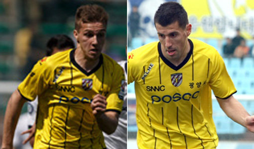 최근 전남의 무서운 상승세는 팀의 26골 중 절반에 가까운 11골을 합작한 두 용병 오르샤(왼쪽)와 스테보가 이끌고 있다. 사진제공｜한국프로축구연맹·전남 드래곤즈