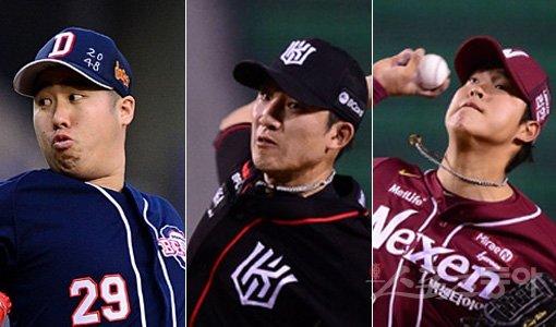 두산 유희관-kt 장시환-넥센 조상우(맨 왼쪽부터). 스포츠동아DB