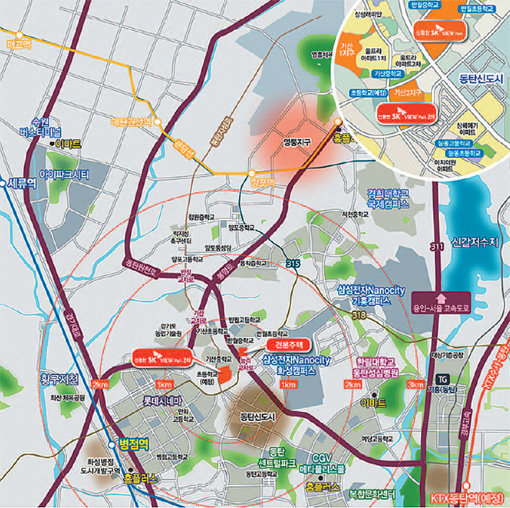 신동탄 SK뷰파크 위치도. 사진제공｜SK건설