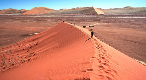 나미브사막의 소수스플라이에 있는 듄포티파이브(Dune45). 광대한 사구지대다.