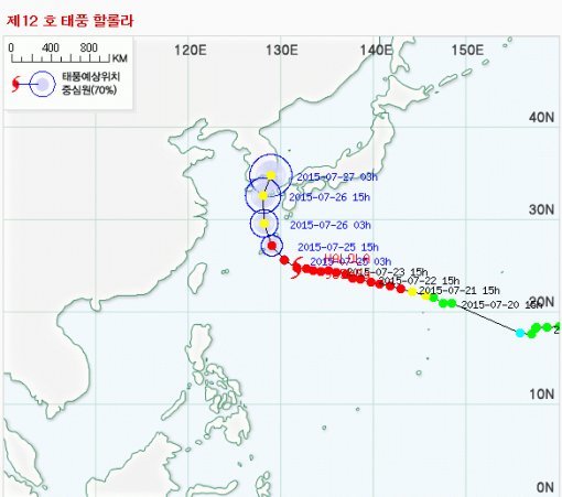 제12호 태풍 할롤라 예상경로