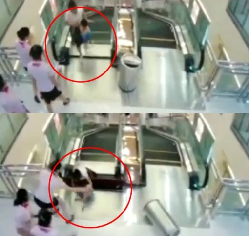 중국 에스컬레이터 사고. 사진=CCTV 화면
