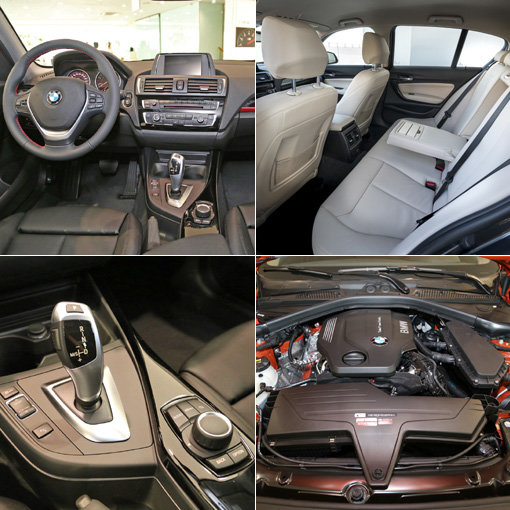 앞좌석 인테리어-뒷좌석 인테리어-엔진-기어박스(왼쪽상단 시계방향으로)