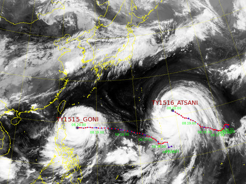 고니 예상경로. 사진=기상청 제공(천리안 위성 사진)