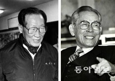故 정주영 회장(왼쪽)과 故 이병철 회장. 동아일보 DB