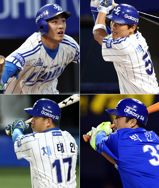 삼성 구자욱-박해민-박한이-채태인(왼쪽 상단부터 시계방향으로). 사진｜스포츠동아DB·스포츠코리아