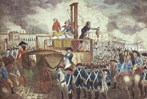 프랑스 혁명 당시 단두대에서 처형당한 루이 16세를 그린 삽화.