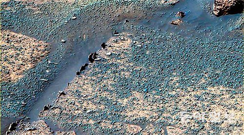 화성 표면에 물이 흘렀던 것으로 보이는 흔적. 화성에 생명체가 있었을 가능성을 말해준다. 동아일보DB