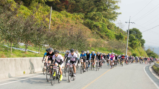 아마추어 자전거 동호인 고수들이 소백산 굽이굽이 120km의 산악도로를 달리는 ‘제3회 백두대간 그란폰도’가 10월 18일 경북 영주서 열린다. 참가신청은 9월 16일부터 30일까지 선착순 2000명이다. 사진은 지난해 백두대간 그란폰도에 참가한 라이더들이 소백산 산악도로를 오르는 모습. 사진제공｜국민체육진흥공단