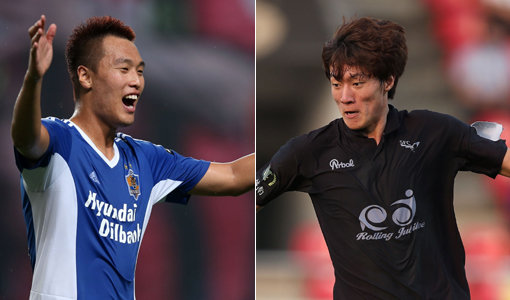 울산 김신욱-성남 황의조(오른쪽). 사진제공｜한국프로축구연맹