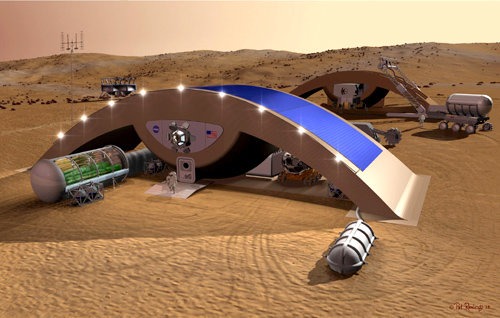 지난달 25일 한국건설기술연구원이 미국 행성기지 개발 업체인 자크사와 업무협약을 맺고 우주기지 건설 사업에 나섰다. 사진은 연구원이 개발한 첫 번째 화성기지 모델인 ‘ArcHab’의 모습. 한국건설기술연구원 제공