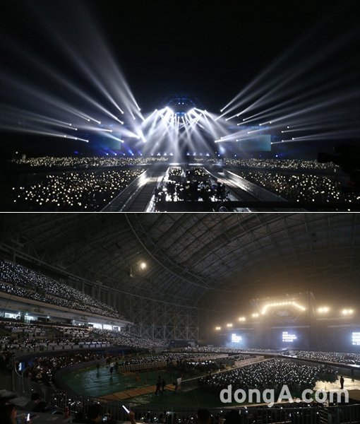 10일 열린 국내 첫 ‘돔 콘서트’는 대형무대, 특설무대, 초대형 스크린, 천장에 매달린 조명 등 넓은 공간을 활용한 장치들로 눈길을 모았다. 동아닷컴DB