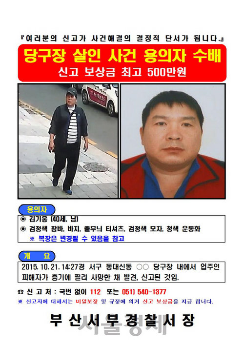 부산 당구장 살인사건. 유력 용의자 김기웅