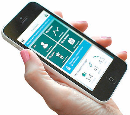 당뇨병 환자의 운동량 건강 수치 등을 관리하는 스마트폰 애플리케이션 화면. 필립스 제공