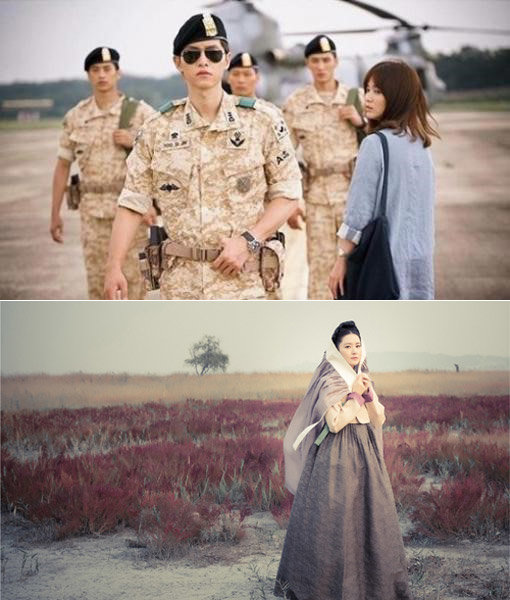 KBS 2TV ‘태양의 후예’-SBS ‘사임당 더 허스토리’(아래). 사진제공｜SBS·그룹에이트