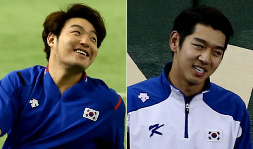 넥센 박병호-지바롯데 이대은(오른쪽). 사진제공｜스포츠코리아