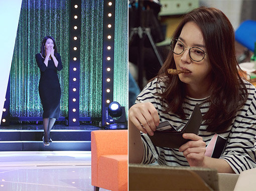 KBS 2TV 월화드라마 ‘오 마이 비너스’의 ‘꽃돼지’ 신민아가 상상 속에서 다이어트에 성공해 날씬해진 모습(왼쪽사진). 그래도 시청자가 아쉬운 까닭은 뭘까. 사진제공｜몽작소