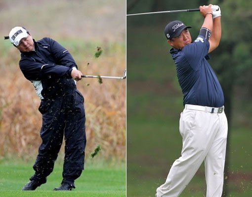 프로 20년 차 베테랑골퍼 박도규(45)와 아시안투어 2승을 올린 모중경(44). 사진제공｜스포츠코리아