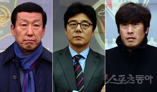 전북 최강희 감독-포항 황선홍 감독-수원 서정원 감독(맨 왼쪽부터). 스포츠동아DB