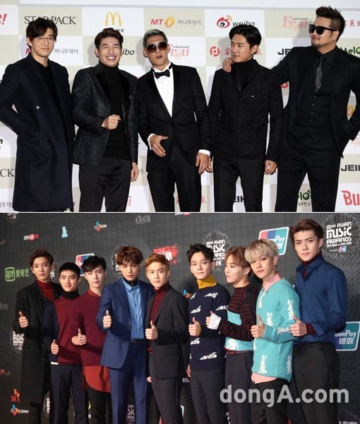 그룹 g.o.d-엑소(아래). 동아닷컴DB