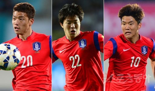 2016리우데자네이루올림픽 본선행을 1차 목표로 정한 올림픽축구대표팀은 아시아 최종예선을 겸해 카타르 도하에서 열릴 2016 AFC U-23 챔피언십 출전에 앞서 아랍에미리트(UAE) 두바이에서 전지훈련을 소화하고 있다. 특히 올림픽대표팀의 주축으로 자리매김한 황희찬, 권창훈, 류승우(맨 왼쪽부터)의 활약에 시선이 쏠린다. 스포츠동아DB