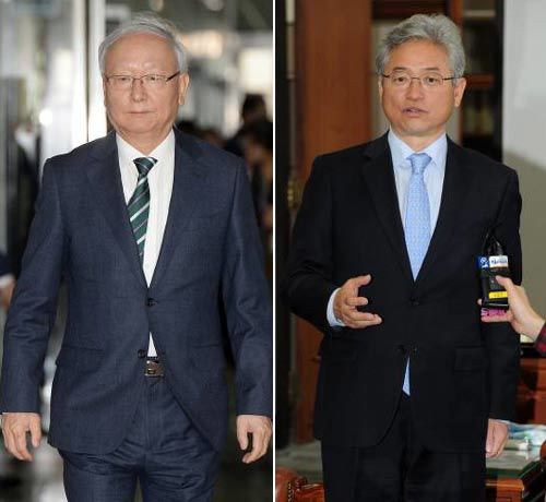 이병호 국가정보원장(왼쪽)과 새누리당 이철우 의원. 동아일보 DB