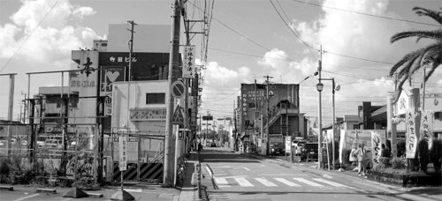 일본 아이치 현 도카이 시의 썰렁한 거리 풍경. 경기침체 여파로 역전 거리임에도 변변한 패스트푸드점이나 편의점 등이 보이지 않는다. 동아시아 제공