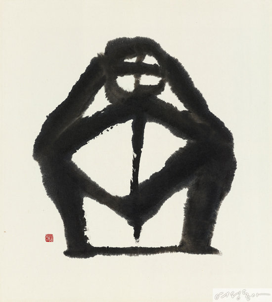 사람, 1980년대, 닥종이에 수묵, 86×77.7cm