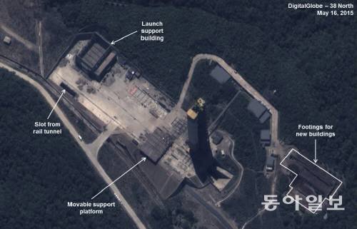 평북 철산군 동창리 미사일 발사대 위성사진. (출처 38노스)