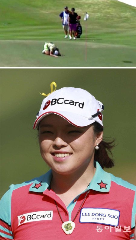 홀 향해 ‘큰절’ 세리머니



장하나가 31일 바하마에서 열린 미국여자프로골프(LPGA)투어 바하마 클래식에서 LPGA투어 사상 최초로 파4 홀 홀인원을 낚았다. 장하나(맨위 사진 아래)가 진기한 기록을 작성한 8번홀 그린에서 홀을 향해 큰절 세리머니를 하고 있다. LPGA투어 홈페이지 캡처·동아일보DB