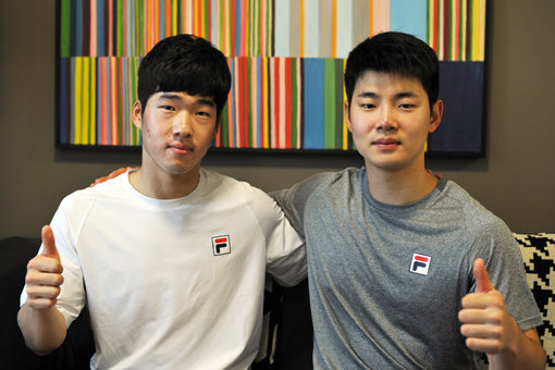 서예일(왼쪽)과 조수행. 사진제공｜두산 베어스