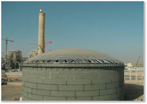 사우디아라비아 Yanbu 알루미늄 돔 커버 52m 현장 사진.
