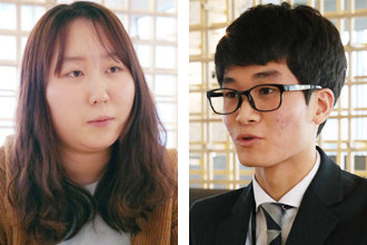 ‘드림클래스’의 지원을 받아 서강대 중국문화학과에 입학한 박미희 씨(왼쪽 사진)와 삼성전자 DS부문에 입사한 김한결 씨. 삼성그룹 제공