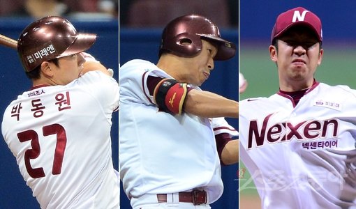 넥센 박동원-고종욱-신재영(맨 왼쪽부터). 스포츠동아DB