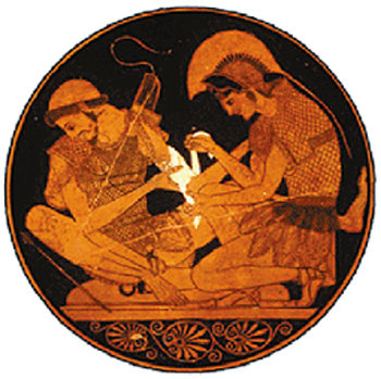 파트로클로스에게 붕대를 감아 주는 아킬레우스.