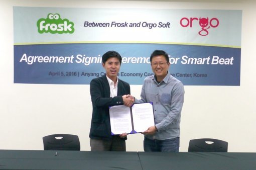 사진 = 좌-프로스크 켄이치 나카오 대표, 우-오르고소프트 장목환 대표 (사진=오르고소프트)