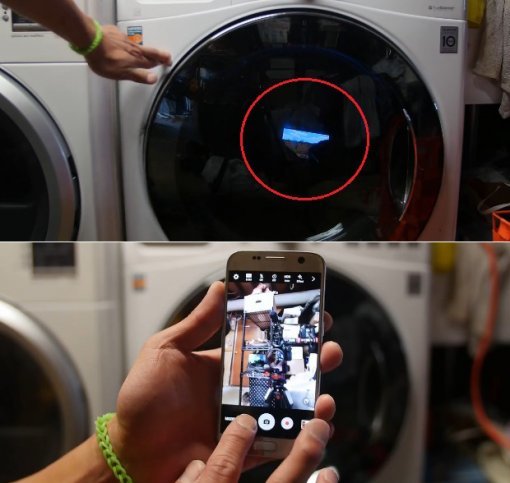 LG 세탁기에서도 멀쩡하게 버틴 갤S7. 영상 갈무리