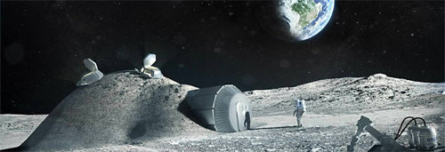 유럽우주국(ESA)이 공개한 달 기지 상상도. 3D프린터를 이용해 지을 수 있는 가볍고 튼튼한 거품형 밀폐 구조물을 제안했다. ESA는 달 기지 건설을 위한 전문 건축팀을 구성할 계획이다. 유럽우주국 제공
