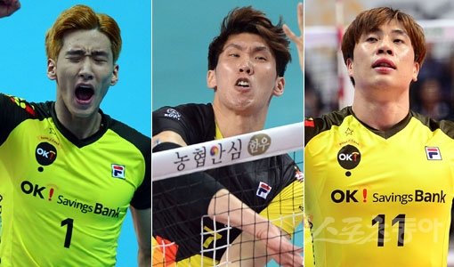 OK 저축은행 송명근-김규민-박원빈(맨 왼쪽부터). 스포츠동아DB