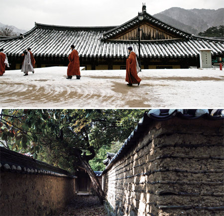 주명덕 작가가 촬영한 합천 해인사(위쪽)와 경주 양동마을. 삼성문화재단 제공