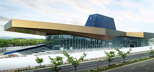 현대자동차가 2017년을 완공 목표로 경기 고양시에 건립 중인 ‘현대 모터스튜디오 고양’의 외관 디자인. 현대자동차 제공