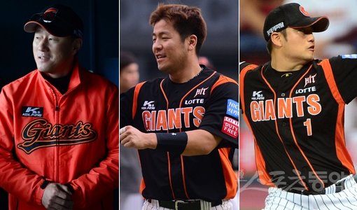 롯데 조원우 감독-강민호-손승락(맨 왼쪽부터). 스포츠동아DB