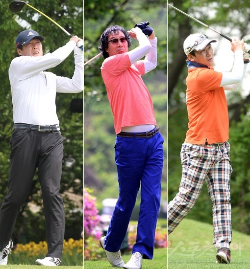 대한민국 축구인들의 화합의 장인 ‘2016년 축구인 골프대회’가 9일 용인 골드CC에서 열렸다. 차범근 2017 FIFA U-20 월드컵 조직위원회 부위원장, 최순호 대한축구협회 부회장, 조성환 제주 유나이티드 감독(왼쪽부터)이 호쾌하게 스윙을 하고 있다. 용인｜김진환 기자 kwangshin00@donga.com