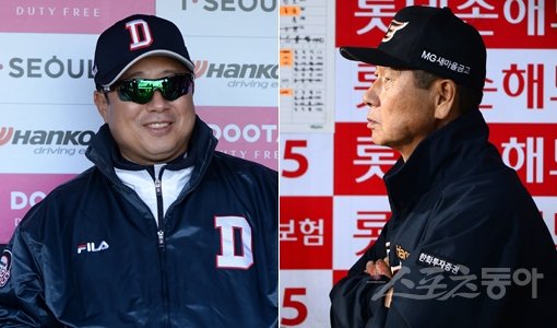 두산 김태형 감독-한화 김성근 감독(오른쪽). 스포츠동아DB