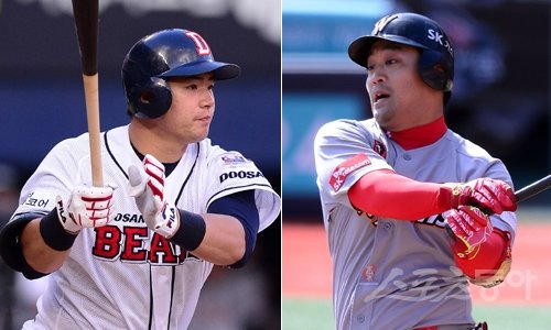 ‘포스트 박병호’는 누가 될까. 10일까지 10홈런을 때려내며 이 부문 단독 선두인 두산 김재환(왼쪽)과 39타점으로 이 부문 선두인 SK 정의윤의 ‘신흥 거포’ 경쟁이 흥미롭다. 스포츠동아DB