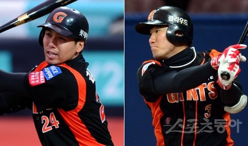 롯데 김문호-오승택(오른쪽). 스포츠동아DB