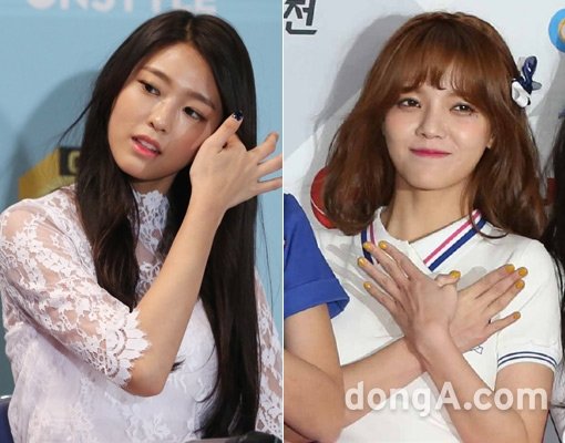 걸그룹 AOA의 설현-지민(오른쪽). 동아닷컴DB